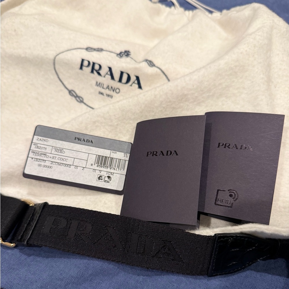 Prada nylon and croc embossed backpack shoulder bag. - Picture 7 of 15